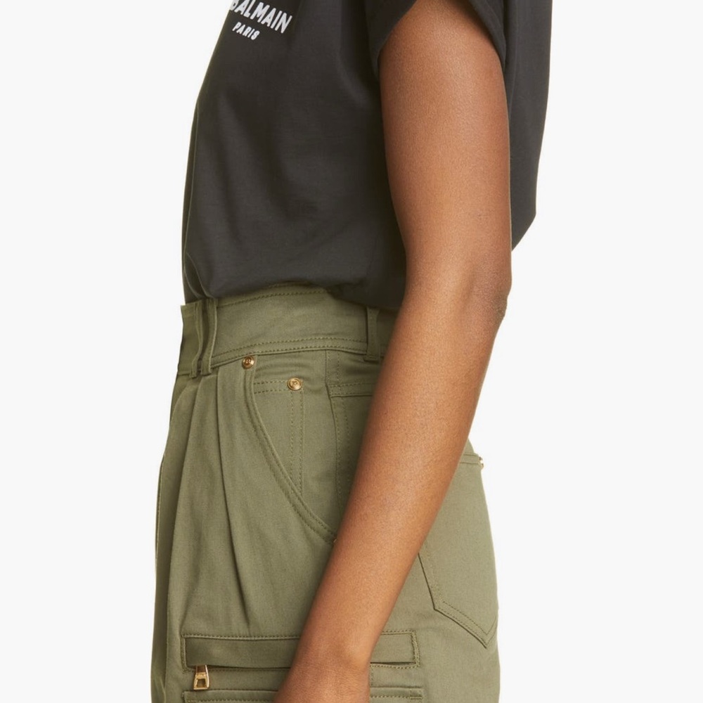 Balmain Black Short Sleeve Tee with Logo - Picture 12 of 15